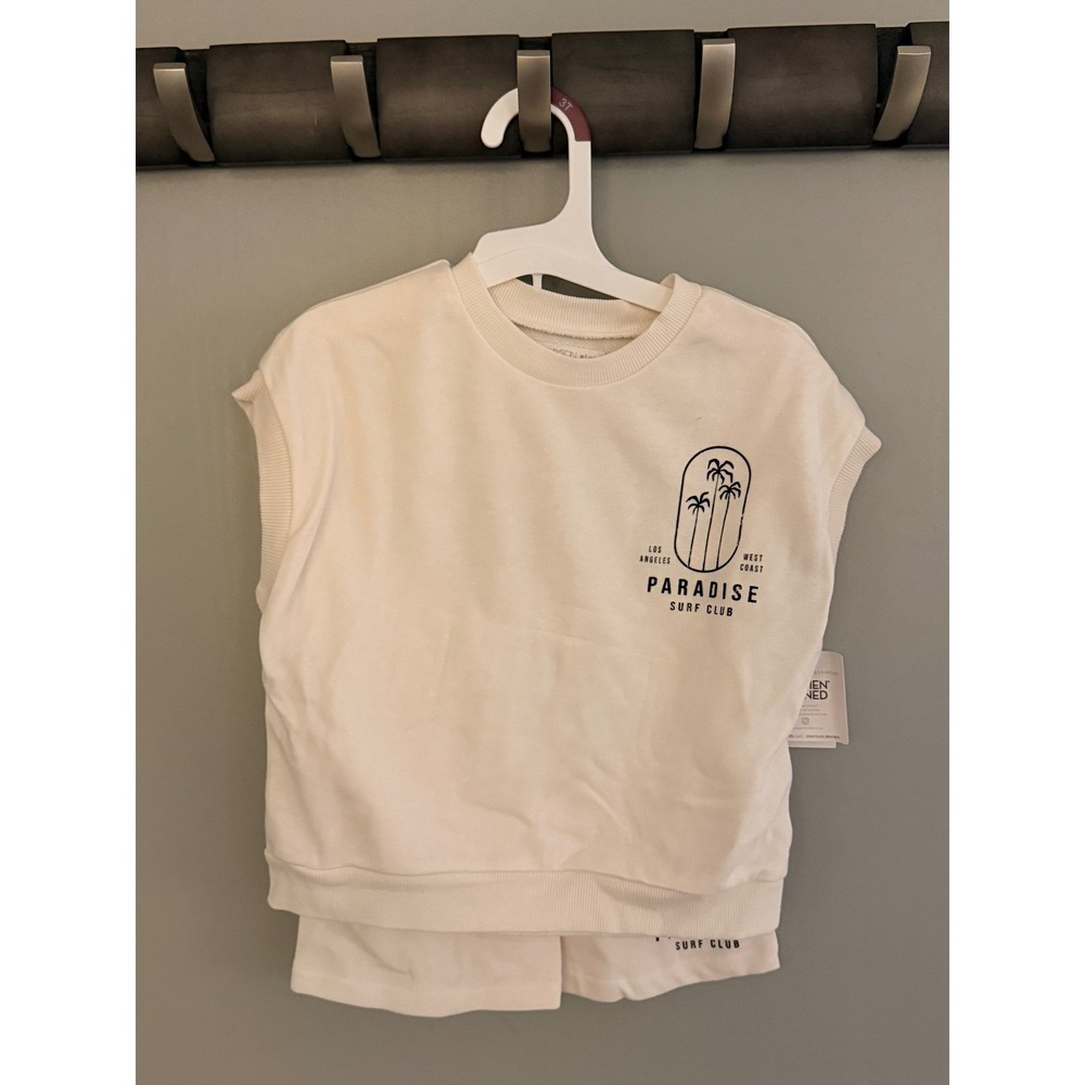Grayson Mini Kids 3T White‎ Paradise Surf Club Sleeveless Sweatshirt Shorts Set